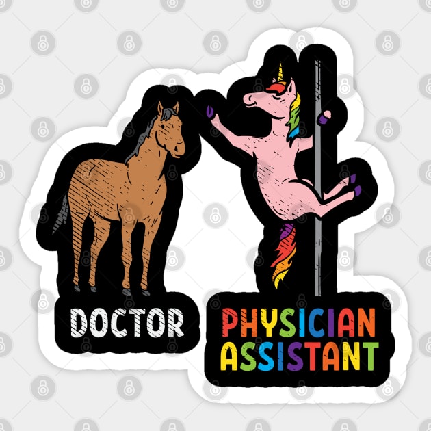 Doctor vs. Physician Assistant Sticker by maxdax